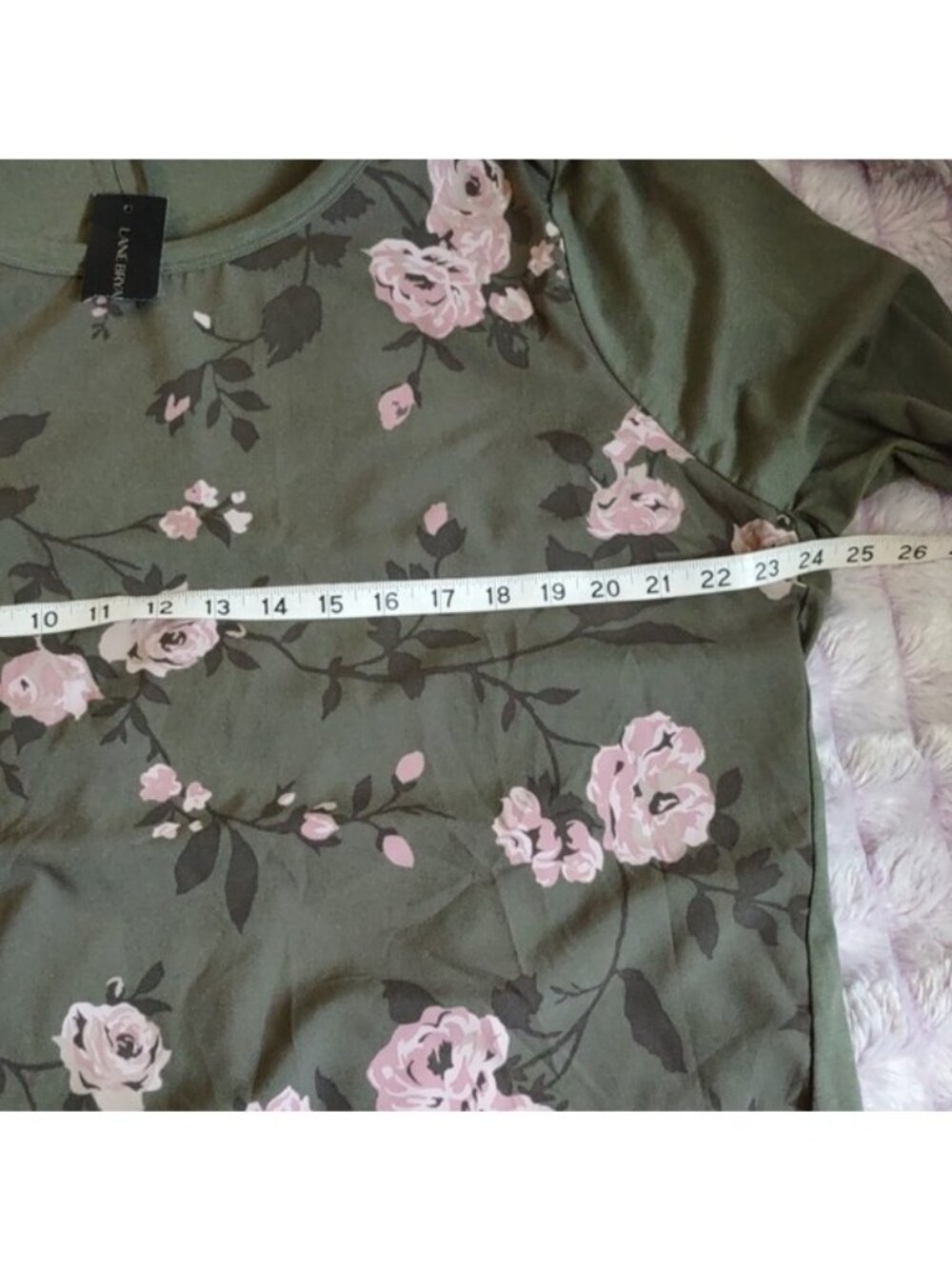 Lane Bryant NWT Green Pink  Floral 3/4 Sleeves Side Slit Tunic Top Size 18/20 - Picture 8 of 11